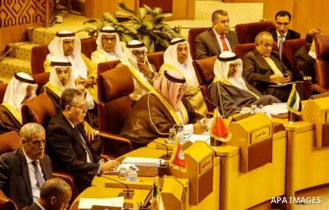 Arab foreign ministers attend a meeting at the Arab League headquarters in the Egyptian capital Cairo on November 19, 2017. Arab foreign ministers gathered in Cairo at Saudi Arabia's request for an extraordinary meeting...