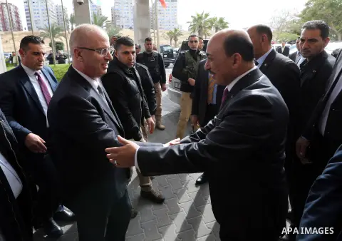 Palestinian Prime Minister ,Rami Hamdallah, speaks during a Press Conference in Gaza city on December 07, 2017. Photo by Prime Minister Office