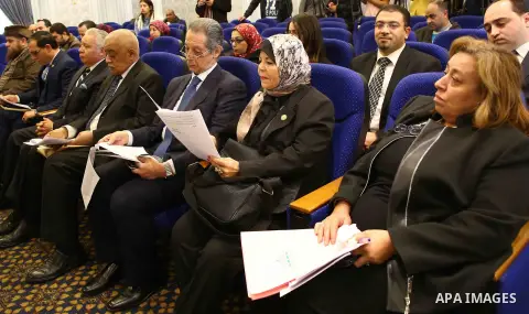 Committee of Arab Affairs on Jerusalem attend a conference of against US President Donald Trump's decision to recognise Jerusalem as the capital of Israel in Cairo, Egypt ,December 7, 2017. Photo by Amr Sayed