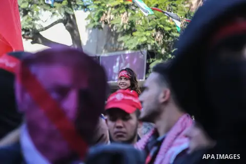 Palestinian supporters of the Popular Front for the Liberation of Palestine (PFLP) take part in a protest against US President Donald Trump's decision to recognise Jerusalem as the capital of Israel, in Gaza city on Dece...