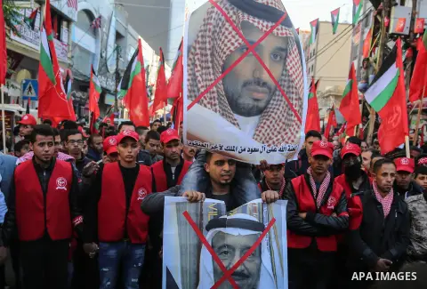 Palestinian supporters of the Popular Front for the Liberation of Palestine (PFLP) take part in a protest against US President Donald Trump's decision to recognise Jerusalem as the capital of Israel, in Gaza city on Dece...