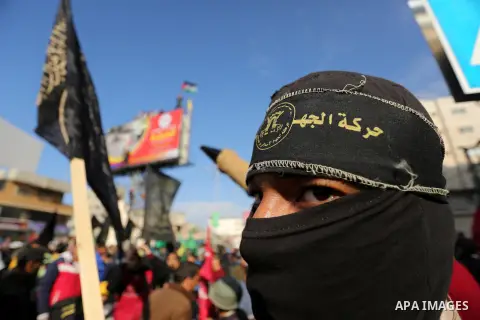 Palestinians take part during a protest against US President Donald Trump's decision to recognise Jerusalem as the capital of Israel, in al-Bureij in the central of Gaza strip, on December 15, 2017. Thousands of Palestin...