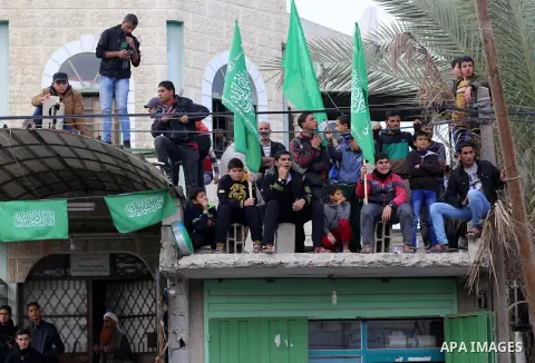 Palestinians take part in a protest against US President Donald Trump's decision to recognise Jerusalem as the capital of Israel, in Khan youis in the southen of Gaza strip, on December 15, 2017. Thousands of Palestinian...