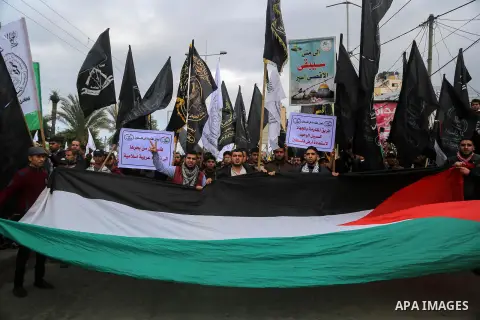 Palestinians take part during a protest against US President Donald Trump's decision to recognise Jerusalem as the capital of Israel, in Gaza city, on December 15, 2017. Thousands of Palestinians protested again in Jerus...