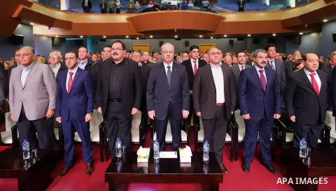 Palestinian Prime Minister, Rami Hamdallah, attends the celebration of Palestinian teacher day, in the West Bank city of Ramallah, on December 18, 2017. Photo by Prime Minister Office