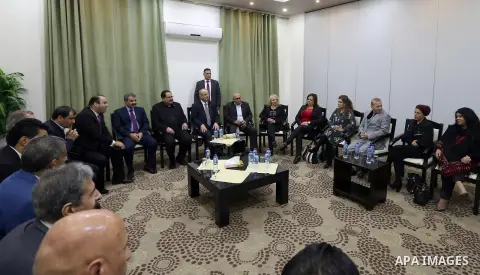 Palestinian Prime Minister, Rami Hamdallah, attends the celebration of Palestinian teacher day, in the West Bank city of Ramallah, on December 18, 2017. Photo by Prime Minister Office