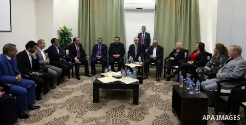 Palestinian Prime Minister, Rami Hamdallah, attends the celebration of Palestinian teacher day, in the West Bank city of Ramallah, on December 18, 2017. Photo by Prime Minister Office