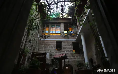 The picture taken on December 19, 2017 shows the general view of "Bait Sitty resturant" in the Old Gaza city. Bait Sitty resturant is the first archaeological restaurant in the Gaza Strip which was opened on December 18....