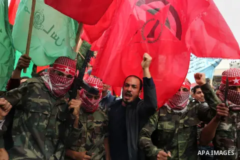 Palestinian supporters of the Popular Front for the Liberation of Palestine (PFLP) take part in a protest against U.S. President Donald Trump's decision to recognise Jerusalem as the capital of Israel, in Gaza City Decem...