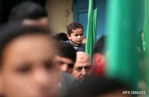 Palestinian supporters Hamas movement take part during a protest against U.S. President Donald Trump's decision to recognise Jerusalem as the capital of Israel, in Jabalia refugee camp in the northern Gaza strip on Decem...
