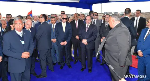 Egyptian President Abdel-Fattah al-Sisi takes part during the opening of a number of development projects in the Suez Canal area in Ismailia, Egypt, on December 23, 2017. Photo by Egyptian President Office