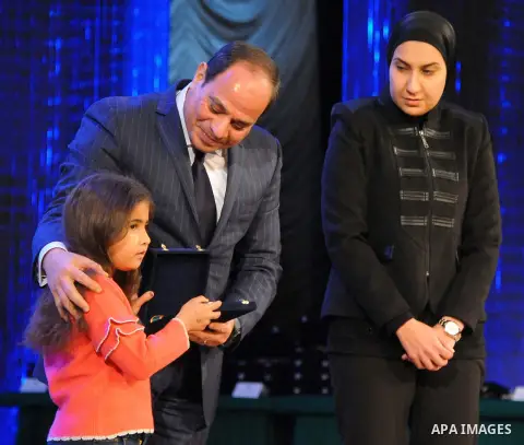 Egyptian President Abdel Fattah al-Sisi participates in a celebration marking Police Day, in Cairo, Egypt, on January 24, 2018. Photo by Egyptian President Office