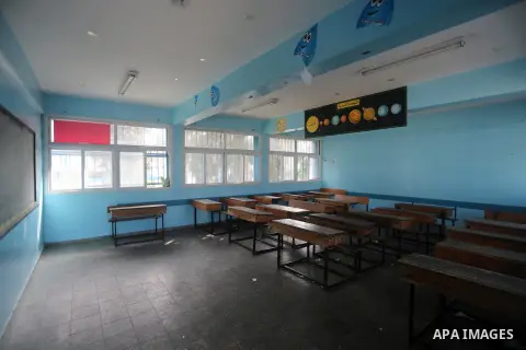 A view into a closed school during the strike against froze tens of millions of dollars in contributions to the United Nations Relief and Work Agency (UNRWA), in Gaza city on January 29, 2018. Photo by Mohammed Asad