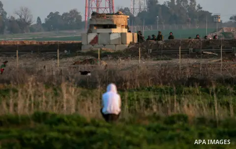 Palestinian protesters clash with Israeli security forces near the border with Israel, east of Gaza City on February 2, 2018 as demonstrations continue over the US president's controversial recognition of Jerusalem as Is...