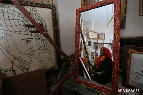 Amel Abu Rgayeg, a 40 years old Palestinian refugee carpenter, works in her small carpentry workshop, at al-Nusairat refugee camp in the central Gaza Strip, 08 March 2018. Amel was married to a man from the Arab citizens...
