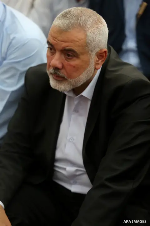 Chairman of the political bureau of the Hamas Palestinian Islamist movement, Ismail Haniyeh participates in the funeral of 14-year-old Palestinian boy Yasser Abu Al-Naja, who was killed by Israeli troops during clashes i...