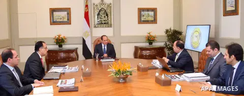 Egyptian President Abdel Fattah al-Sisi meets with Mustafa Madbouli, Prime Minister in Cairo, Egypt on July 4, 2018. Photo by Egyptian President Office