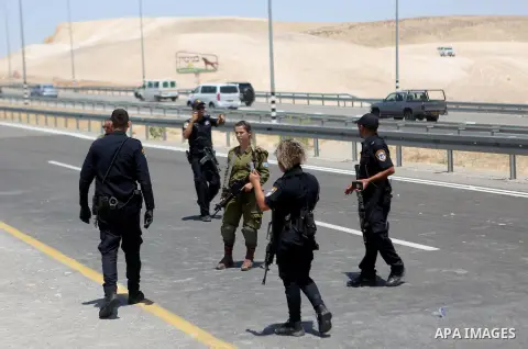 Israeli policemen take position during a demonstration by Palestinians against Israel at the Palestinian Bedouin village of Khan al-Ahmar, east of Jerusalem in the occupied West Bank on July 6, 2018. Israel's Supreme Cou...