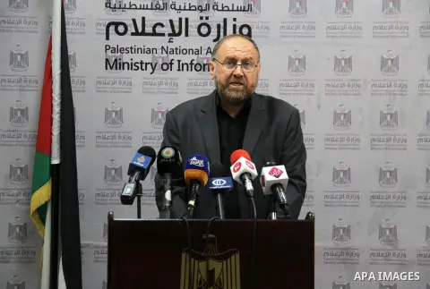 Head of the Water Authority, Yasser al-Shanti, speaks during a press conference, in Gaza city, on July 22, 2018. Photo by Mahmoud Ajour
