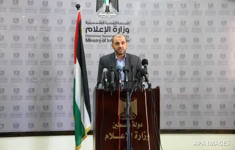 Director General of International Cooperation, Dr. Ashraf Abu Mahadi speaks during a press conference of the Ministry of Health in Gaza City, on July 24, 2018. Photo by Mahmoud Ajour