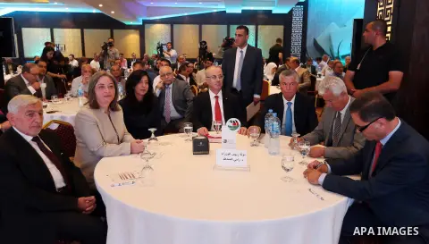 Palestinian Prime Minister Rami Hamdallah attends the Palestine Source Award Ceremony of 2018, in the West Bank city of Ramallah on September 19, 2018. Photo by Prime Minister Office