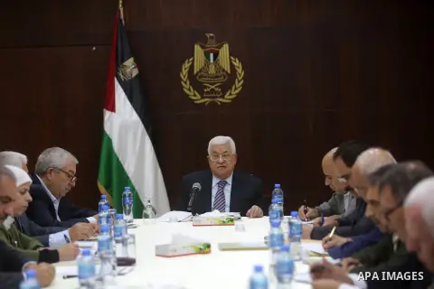 Palestinian President Mahmoud Abbas speaks during a Fatah Central Committee meeting at the Palestinian Authority headquarters, in the West Bank city of Ramallah, Saturday, Oct. 6, 2018. Photo by Shadi Hatem