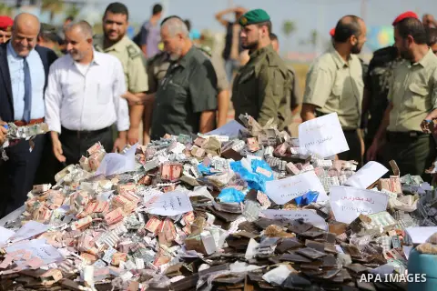 Members of Palestinian anti-drug police burn drugs during the annual conference for the destruction of narcotics, in Gaza City on October 22, 2018. Photo by Ashraf Amra