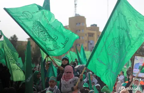 Palestinian Hamas supporters attend a rally marking the 31th anniversary of the founding of the Hamas movement, in Gaza city, December 16, 2018. Photo by Mahmoud Khattab