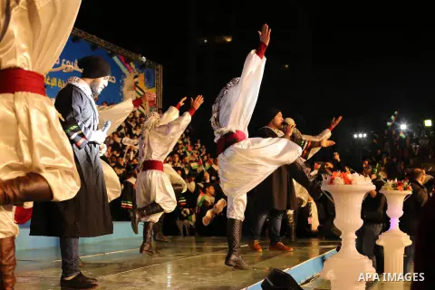Palestinian dancers perform during University graduation ceremoy organised by the National Islamic Committee for social solidarity "Takaful" in Gaza city on January 23, 2019. Photo by Dawoud Abo Alkas