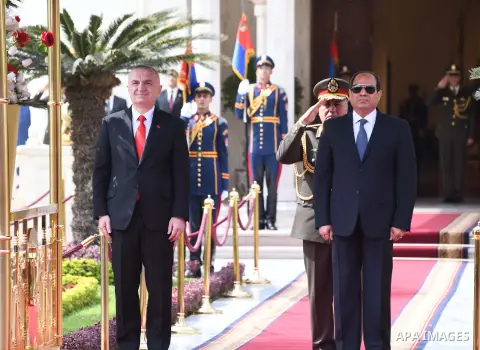 Egyptian President Abdel Fattah al-Sisi meets with President of Republic of Albania Ilir Meta, in Cairo on February 27, 2019. Photo by Egyptian President Office