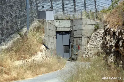 A general view shows the electronic gate, erected by Israeli authorities in Al-Walaja village, west of Bethlehem, on May 28, 2019. The Hajajlas' house is located on the Israeli side of the separation barrier, which separ...