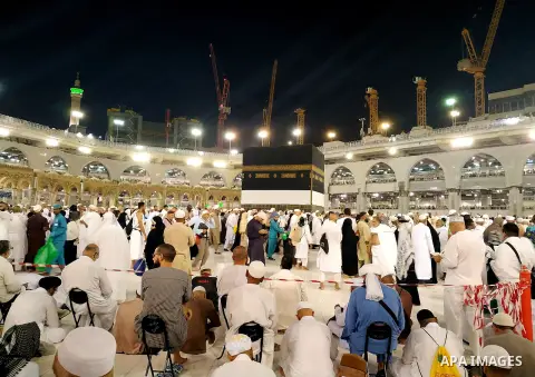 Muslim pilgrims pray around the holy Kaaba at the Grand Mosque, during the annual hajj pilgrimage in Mecca July 28, 2019. According to the Muslims holy book the Koran, the Kaaba was built by Abraham and his son Ismael, a...