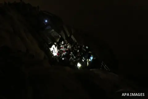 Muslim pilgrims pray at Mount Al-Noor during the annual haj pilgrimage in Mecca, on August 6, 2019. Mount Al-Noor houses Ghar-E-Hira or Hira cave, where Prophet Mohammad is said to have spent a great deal of time in the...