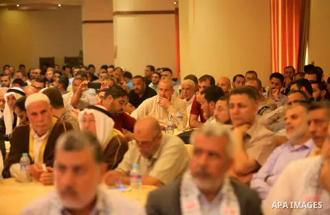 Palestinians attend the national meeting coming out of Oslo in Gaza City, on September 17, 2019. Photo by Mahmoud Ajjour
