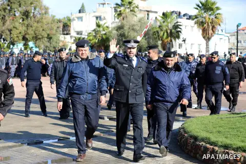 Director General of the Police, Major General Mahmoud Salah attends a rally marking the 11th anniversary of the Israeli war on Gaza Strip 2008-2009, Gaza City on December 28, 2019. Photo by Mahmoud Ajjour