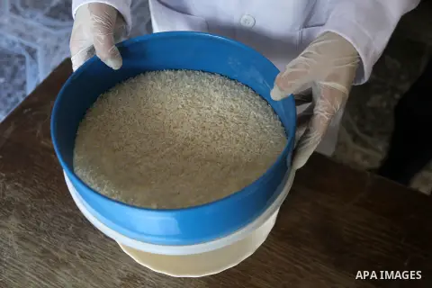 Palestinian nutritionist, Zainab Abid, 23, produces gluten-free flour from rice and lentils at her house, in Gaza city, on January 25, 2020 Gluten-free flour is the first product in the Gaza Strip to be used to treat whe...