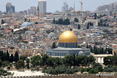 The Dome of the Rock mosque, at closed Al-Aqsa mosque compound, after its access was closed to the public following the coronavirus COVID-19 outbreak, in Jerusalem's Old City on May 27, 2020. Photo by Muhammed Qarout Idk...