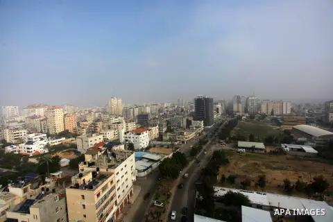 A general view shows the Gaza city during a heavy fog, on December 22, 2020. Weather tonight is cold, particularly in mountainous districts, with a chance of isolated rain showers. Light to moderate southwesterly to nort...
