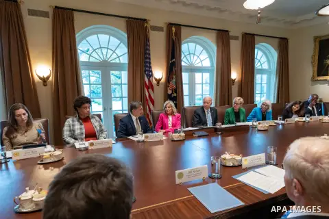 U.S. President Joe Biden joined by first lady Jill Biden and Health and Human Services Secretary Xavier Becerra participate in a meeting of his Cancer Cabinet at the White House on September 13, 2023 in Washington, DC. B...
