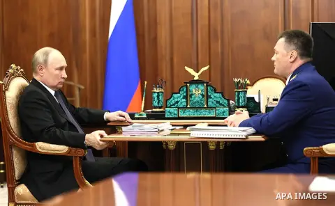 President of Russia Vladimir Putin meet with Prosecutor General Igor Krasnov, in Russia on September 25, 2023. Photo by President of Russia \ apaimages