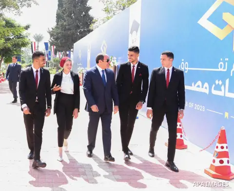 Egyptian President Abdel Fattah El-Sisi celebration of Egyptian Universities Excellence Day takes place at the headquarters of Suez Canal University, in Ismailia , in Egypt on September 26, 2023. Photo by Egyptian Presid...