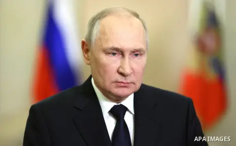 President of Russia Vladimir Putinmeets address on Day of Reunification of the Donetsk People’s Republic, Lugansk People’s Republic and the Zaporozhye and Kherson Regions with Russia on September 29, 2023. Photo by Presi...