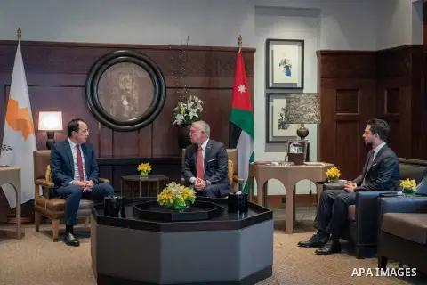 His Majesty King Abdullah II holds a meeting with President of Cyprus Nikos Christodoulides, in Jordan on Aug. 01, 2023. Photo by Royal Hashemite Court