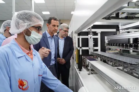 Syrian President Bashar al-Assad visits the new power plant in Banias in Syria, on August 03, 2023. Photo by Syrian Presidency\ apaimages
