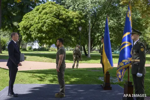 Ambassadors of foreign states presented credentials to the Ukraine's President Volodymyr Zelensky, in Ukraina on August 18, 2023. Photo by PRESIDENT OF UKRAINE\ apaimages