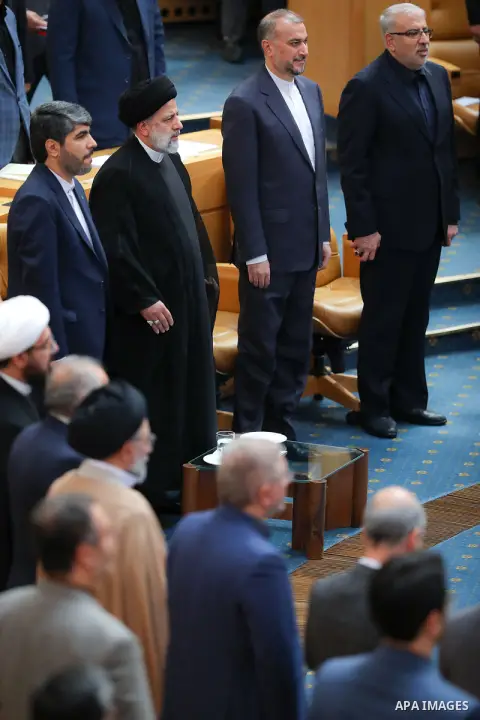 Iranian President Ebrahim Raisi attends the 18th Shahid Rajai Festival, in Iran on August 26, 2023. Photo by Iranian Presidency Office
