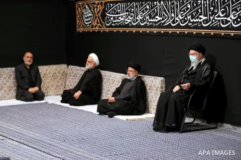 Iran's Supreme Leader Ayatollah Ali Khamenei participates in the night of the ninth of the month of Muharram in Iran on July 26, 2023. Photo by Iran's Supreme Leader/APAimages
