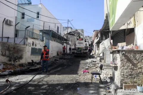 Palestinians clean up debris in the aftermath of an Israeli military operation in Jenin refugee camp in the West Bank on July 5, 2023. Israel's army on July 5, 2023 declared the end of a two-day operation in the Jenin ar...