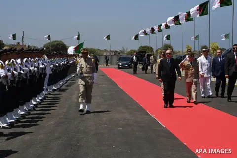 Algerian President Abdelmadjid Tebboune during a visit to projects in the sectors of water resources, health, housing and media in Algeria on July 05 2023. Photo by Algerian Presidency Office