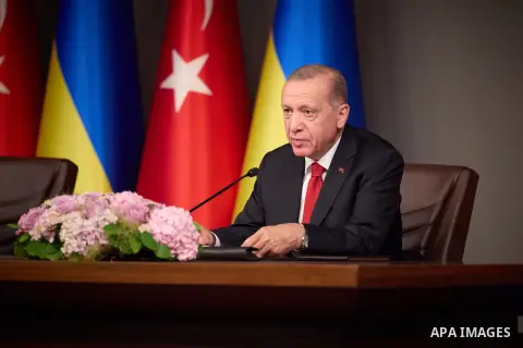 President of Ukraine, Volodymyr Zelensky meets with President of Turkey Recep Tayyip Erdogan in Istanbul, Turkey on July 7, 2023. Photo by PRESIDENT OF UKRAINE\ apaimages